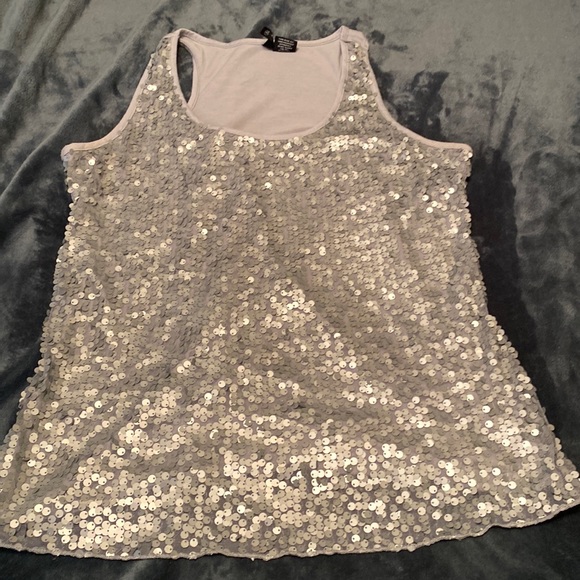 new directions Tops - New Direction Gray Sequined Tank Top